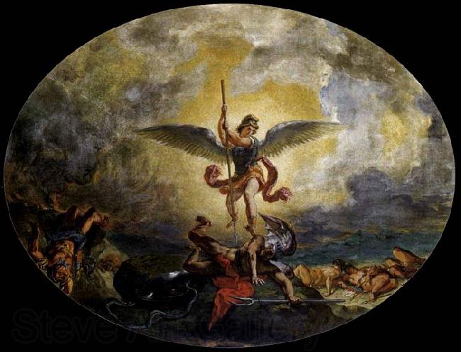 Eugene Delacroix St Michael defeats the Devil Spain oil painting art